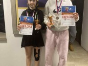 3. místo ve čtyřhře na KP st. žákyň v Českých Budějovicích: Šebístková T. + Chromá A.